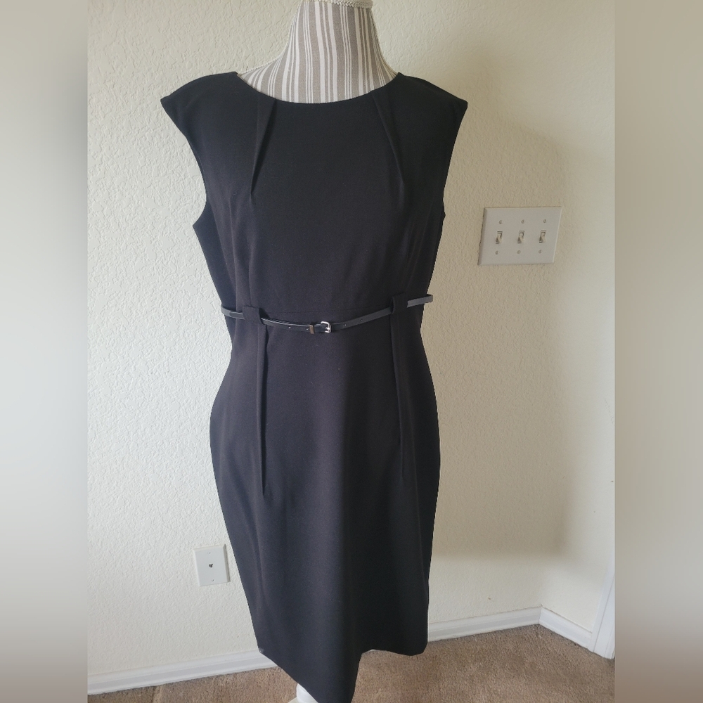 Calvin Klein Black Midi Dress with Belt